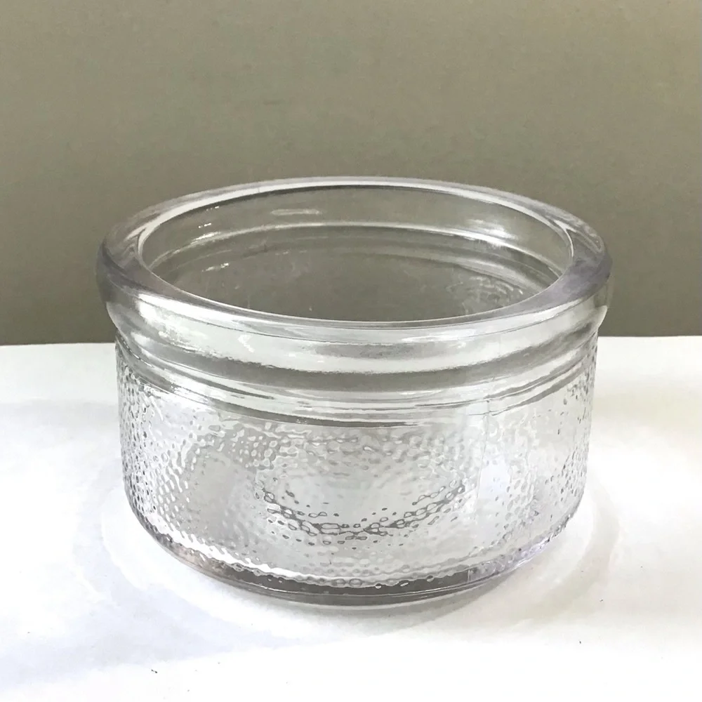Vintage Bowl Heavy Thick Clear Glass Textured Pebbled Dimpled Dish 4.75” Diam.